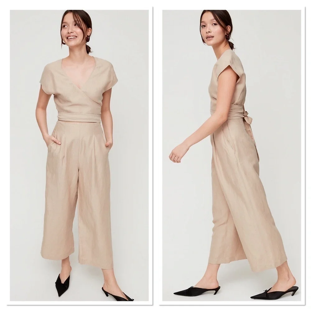 Wilfred Brax Linen Cut Out Jumpsuit beige